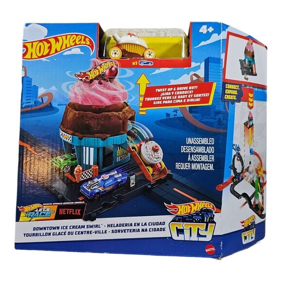 Hot Wheels Other - Hot Wheels City Downtown Ice Cream Swirl Includes 1 Car / Connect Expand Create